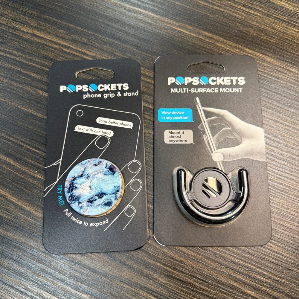 Pop Socket Phone Grip And Multi- Surface Mount Bundle Blue Marble